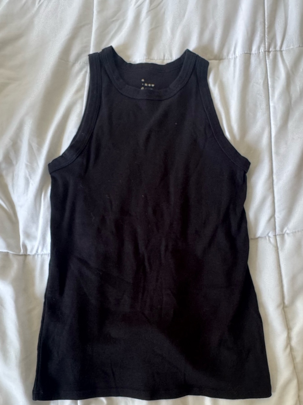 A new day Black Womens Tank Top Sleeveless Ribbed Tee sz L
